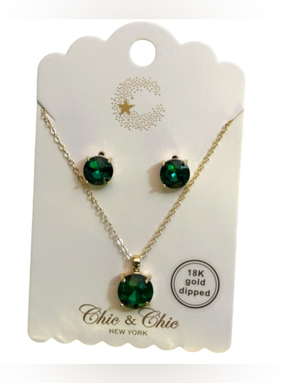Emerald Green 18K Gold-Dipped Necklace & Earring Set
